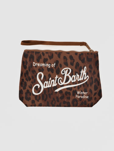 MC2 SAINT BARTH-Pochette Soffice al Tatto Animalier Marrone-TRYME Shop