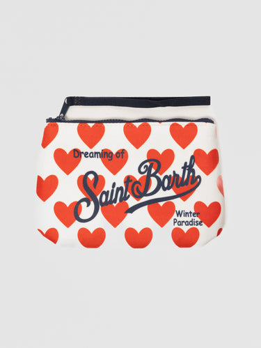 MC2 SAINT BARTH-Pochette Soffice al Tatto Stampa Cuori Rosso/Bianco-TRYME Shop