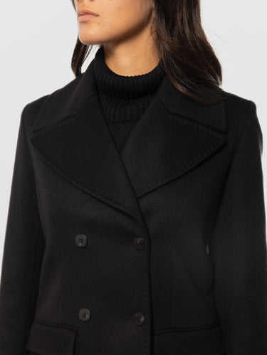 Cappotto Doppio Petto in Beaver di Lana Nero