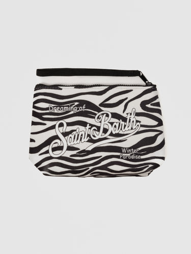 MC2 SAINT BARTH-Pochette in Neoprene Scuba Zebrata Bianco/Nero-TRYME Shop