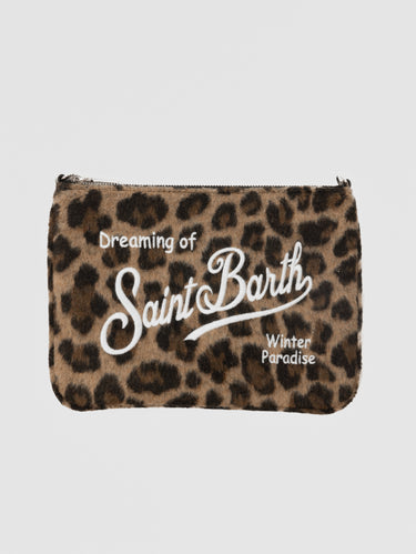 MC2 SAINT BARTH-Pouch Parisienne in Lana Animalier Marrone-TRYME Shop