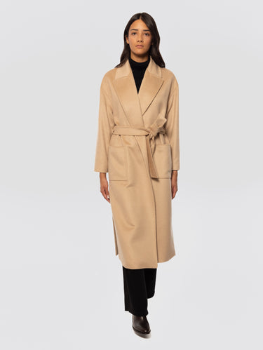 BRERAS MILANO-Cappotto Lungo con Bottone Nascosto Beige-TRYME Shop