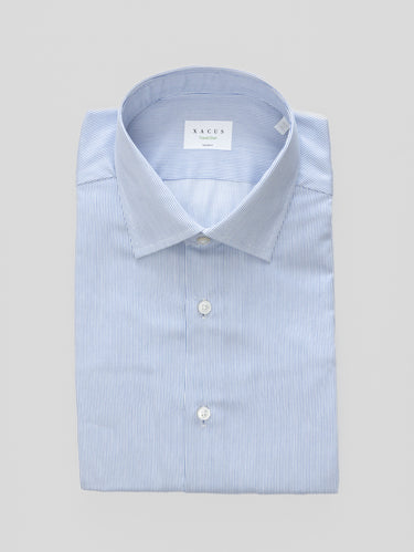 XACUS-Camicia No Stiro a Righe Sottili Bianco/Blu-TRYME Shop