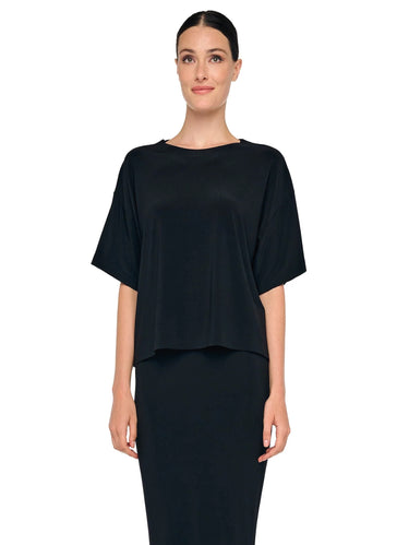 NORMA KAMALI-Maglia in Jersey Elasticizzato Nero-TRYME Shop