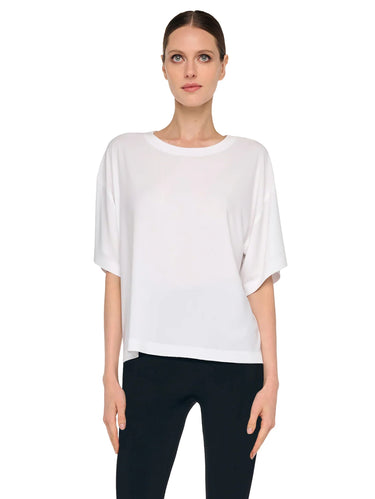 NORMA KAMALI-Maglia in Jersey Elasticizzato Bianco-TRYME Shop