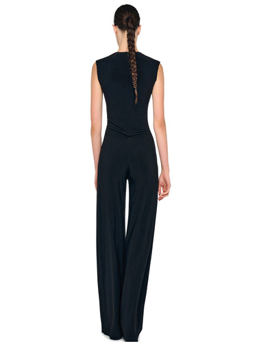 Rundhals-Jumpsuit aus Jersey Schwarz