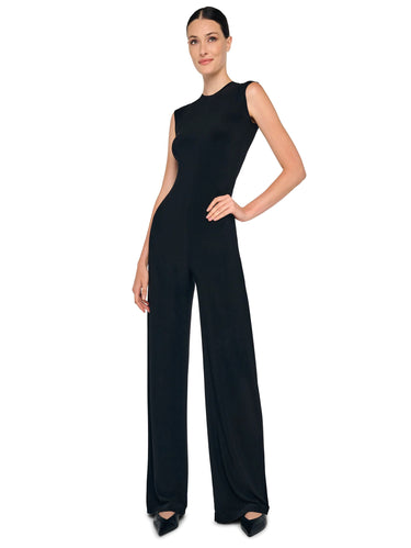 NORMA KAMALI-Tuta Girocollo in Jersey Nero-TRYME Shop