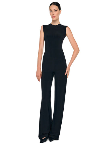 Rundhals-Jumpsuit aus Jersey Schwarz