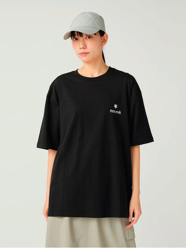 SNOW PEAK-T-shirt a Maniche Corte in Cotone Biologico Nero-TRYME Shop