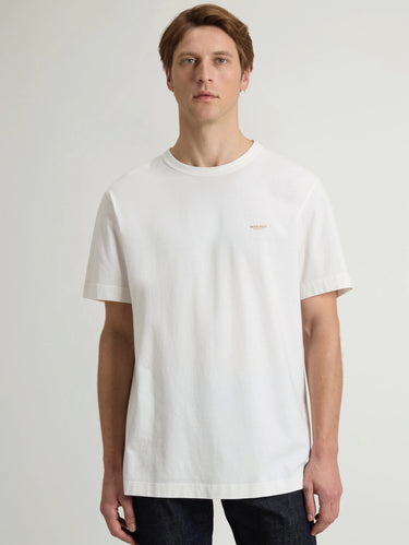 WOOLRICH-T-shirt Girocollo in Cotone Organico Bianco-TRYME Shop