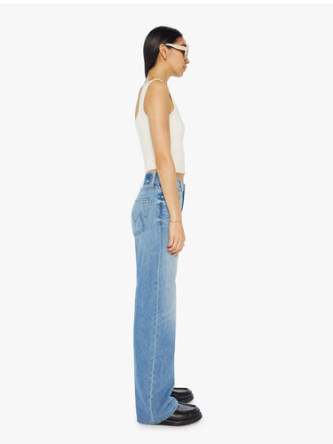 High-Waist-Jeans mit weitem Bein in Blau