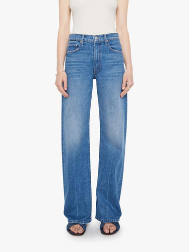 MOTHER-Jeans Vita Media con Gamba Dritta Blu-TRYME Shop