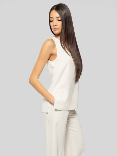 P.A.R.O.S.H.-Top con Spacchetti Laterali Panna-TRYME Shop