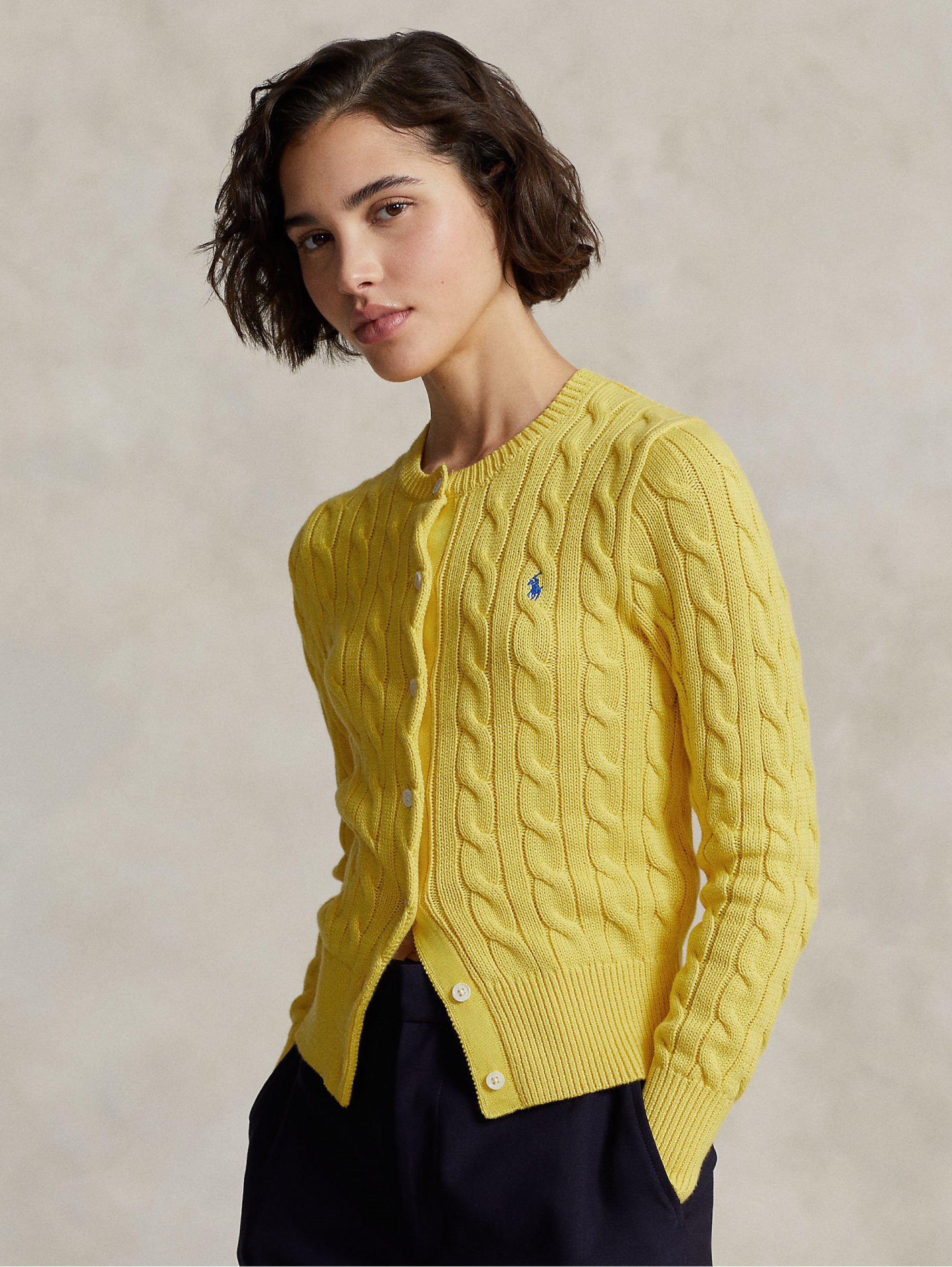 RALPH LAUREN Yellow Cable Cardigan – TRYME Shop
