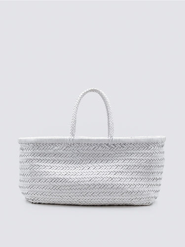 DRAGON DIFFUSION-Borsa a Cestino Intrecciato Diagonalmente Bamboo Triple Jump Big Bianco-TRYME Shop