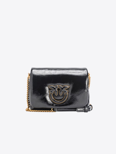 PINKO-Borsa Puff in Pelle con Effetto Naplack Soft Nero-TRYME Shop