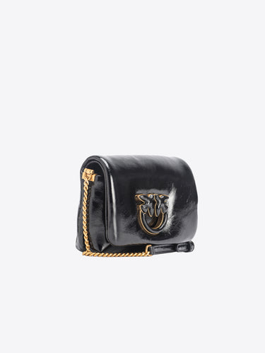 Puff tas van leer met zachte naplack look zwart