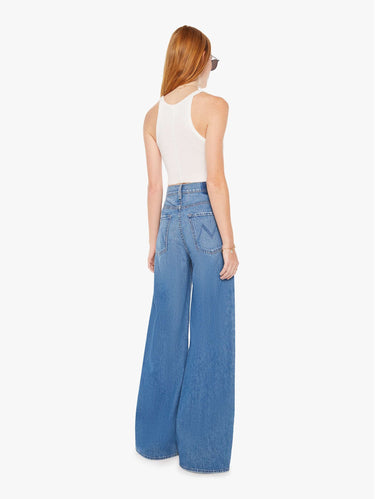 Jeans met Palazzo-pijpen en Hoge Taille Middenblauw