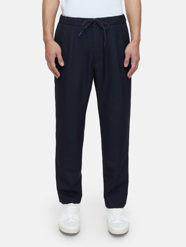 CLOSED-Pantaloni con Coulisse in Fresco Lana Blu-TRYME Shop
