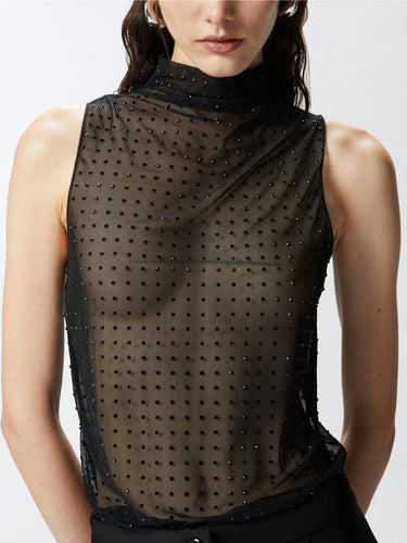 Top in Tule met Strass Zwart