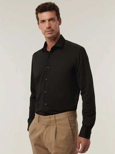 XACUS-Camicia Active Shirt in Twill Nero-TRYME Shop