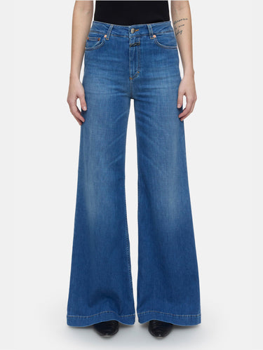 CLOSED-Denim Gamba a Palazzo Blu Medio-TRYME Shop