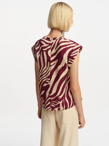 Top in Viscosa con Stampa Zebrata Rosso