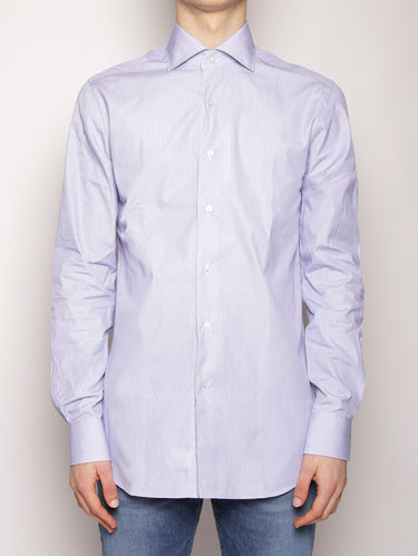 XACUS-Camicia in Cotone Bianca/Celeste-TRYME Shop