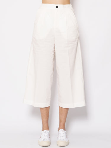 WOOLRICH-Pantaloni Larghi in Popeline Bianco-TRYME Shop