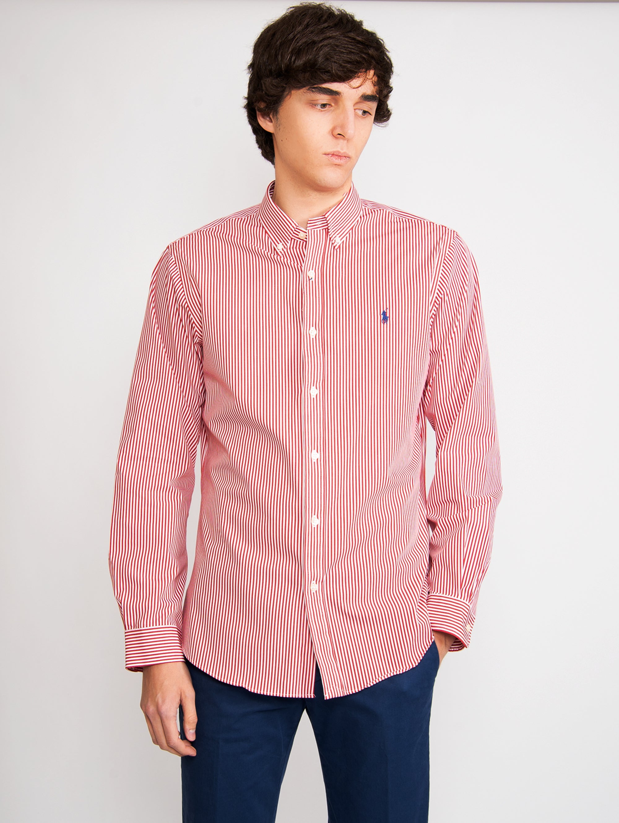 Càrrel camicia righe popeline collo button down 100% cotone Càrrel camicia righe popeline collo button down 100% cotone