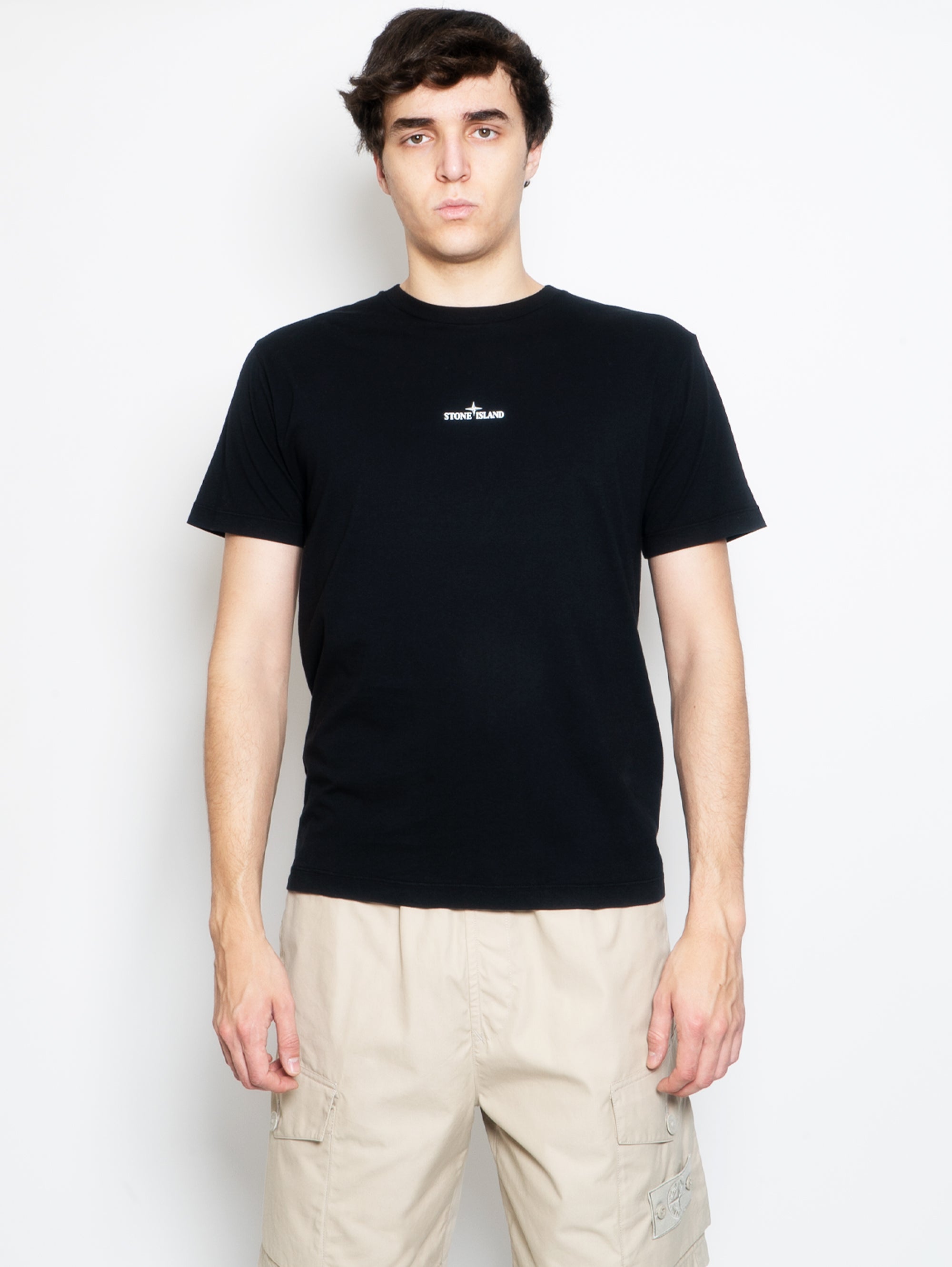 Stone Island T-shirt girocollo con logo frontale 801621079