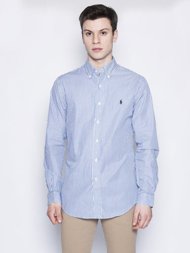 RALPH LAUREN-Camicia a Righe Bianco Blu-TRYME Shop