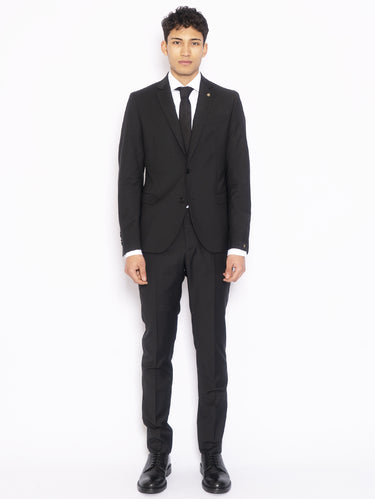 MANUEL RITZ-Abito in Misto Lana Stretch Nero-TRYME Shop