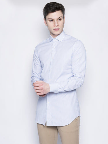 XACUS-Camicia in Supercotone Bianco / Blu-TRYME Shop