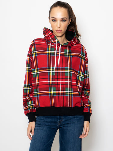 RALPH LAUREN-Felpa Scozzese con Cappuccio Rosso-TRYME Shop