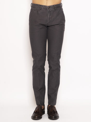 BRIGLIA 1949-Pantalone Chino in Gabardine di Cotone Grigio-TRYME Shop