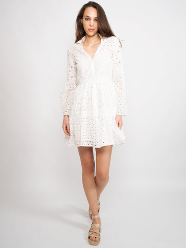 PINKO-Abito Corto in Sangallo Bianco-TRYME Shop