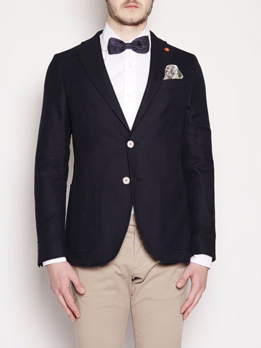 MANUEL RITZ-Giacca in cotone piqué Blu-TRYME Shop