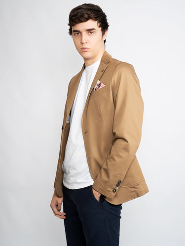 MANUEL RITZ-Giacca in Cotone Cammello-TRYME Shop