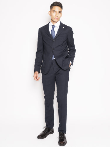 MANUEL RITZ-Completo misto lana destrutturato Blu-TRYME Shop
