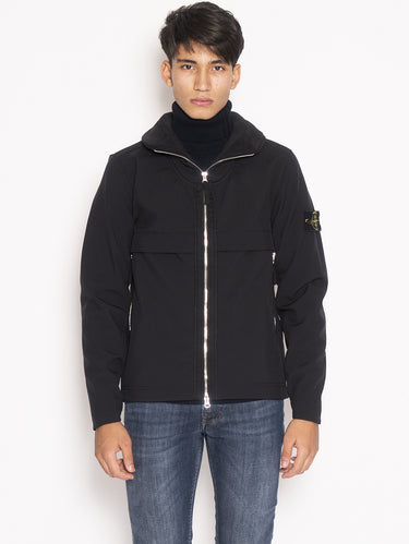 STONE ISLAND-Pilot Jacket in Soft Shell-R Q0122 Nero-TRYME Shop