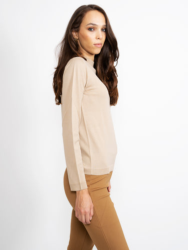 Dunne Trui met Ronde Hals Beige