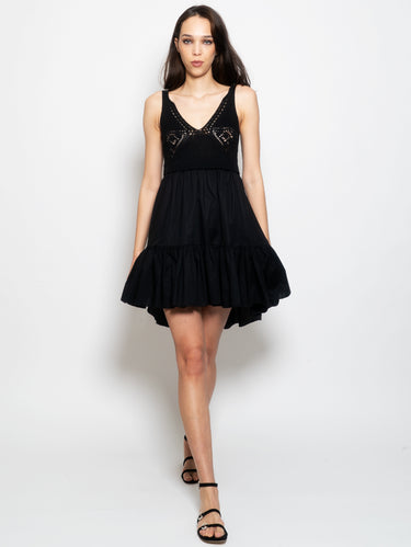 PINKO-Abito Corto con Top in Maglia Nero-TRYME Shop
