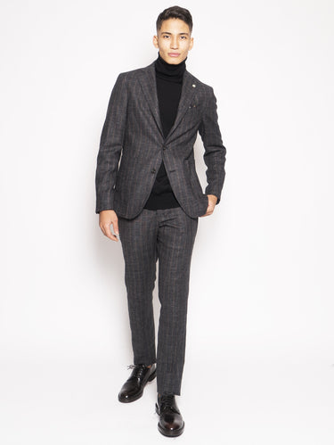 MANUEL RITZ-Abito gessato in misto lana Grigio-TRYME Shop