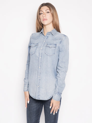 RALPH LAUREN-Camicia Western in Denim Blu-TRYME Shop