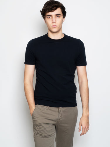 ALPHA STUDIO-T-shirt in Jersey di Cotone Stretch Blu Notte-TRYME Shop
