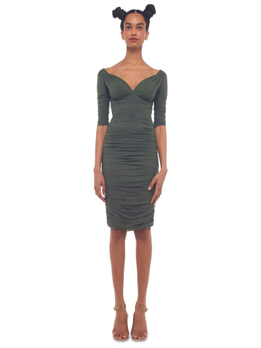 NORMA KAMALI-Abito con Scollatura Reversibile Verde-TRYME Shop