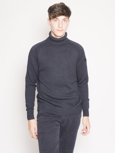 RRD-Maglia collo Alto Knit Cotton Plain Turtleneck Blu-TRYME Shop
