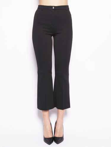 PINKO-Pantalone Cropped Flare Ezio Nero-TRYME Shop