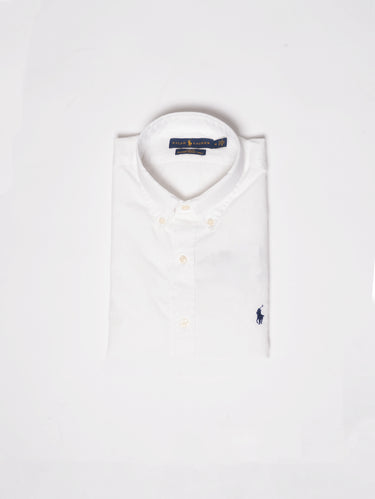 RALPH LAUREN-Camicia in Twill di Cotone Slim Fit Bianco-TRYME Shop